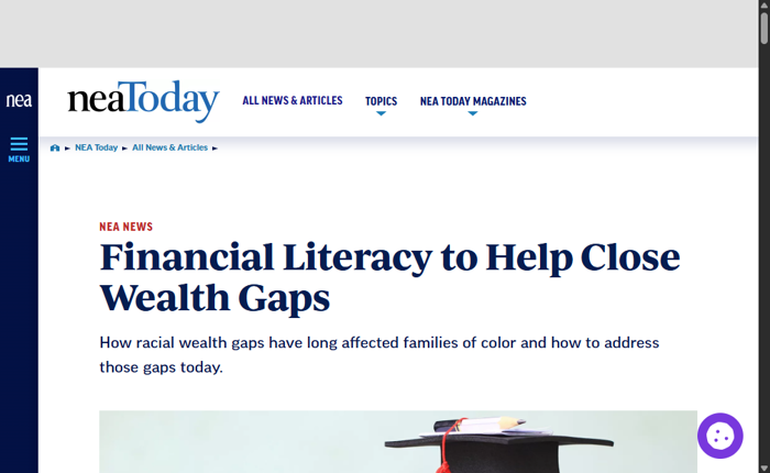 News From the NEA: Financial Literacy to Help Close Wealth Gaps