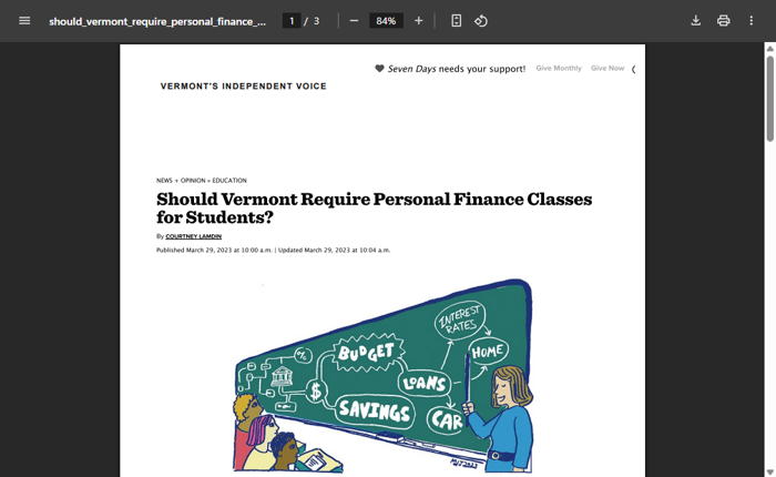 Should VT Require Personal Finance Classes for Students?