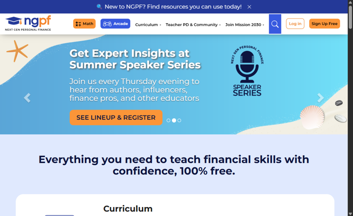 Next Gen Personal Finance offers comprehensive FinLit curriculum, lesson plans and other great content